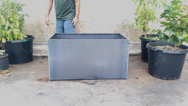 Planter, Corten Steel Extra Wide Trough. Weathered steel outdoor planter box.