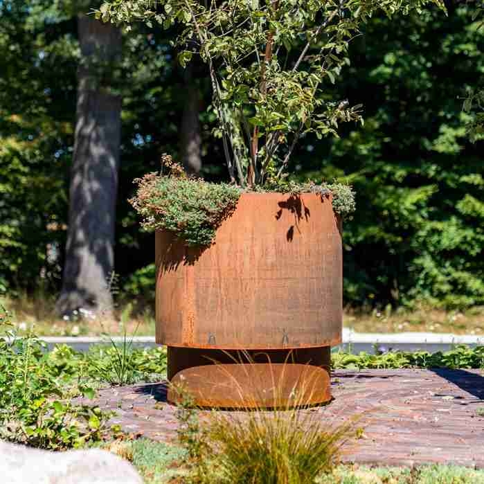 Planter Corten Steel Trough Rectangular Weathered Low Profile Garden Pot