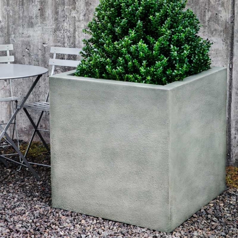 Planter Cube Grey Distressed Stone Texture Industrial Minimalist