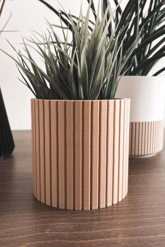 Planter Cylindrical Nordic Aesthetic Vertical Ribbing Matte Finish