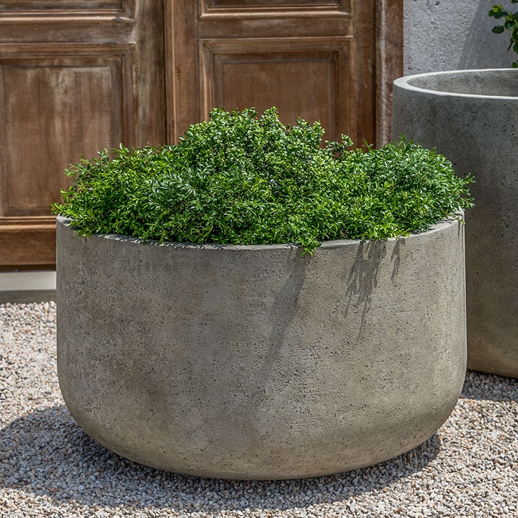 Planter Extra Large Low Bowl Charcoal Stone-Like Matte
