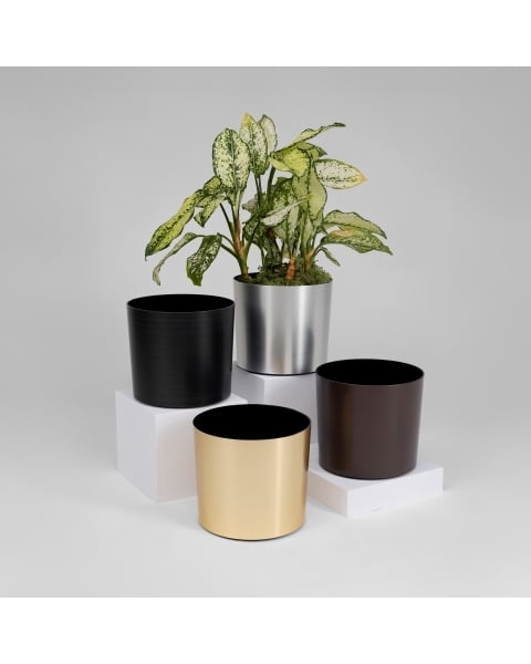 Planter Finish Options Material Variety Metallic Stone Like Textures