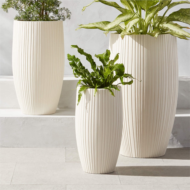 Planter Flared Rim Sculptural Silhouette Resin-Based Matte Finish