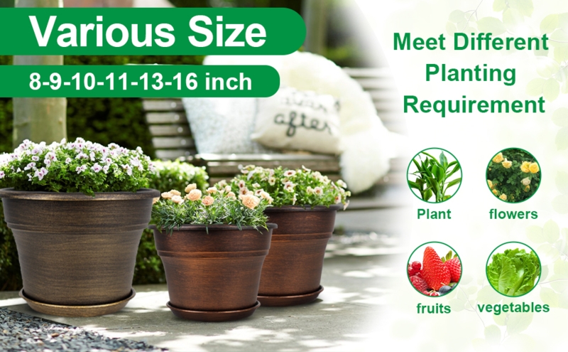 Planter Fluted Sides Matte Black Tapered Airy Minimalist Garden Set