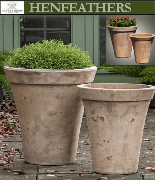 Planter Fluted Surface Nesting Pair Stone Like Textured Tapered Beige