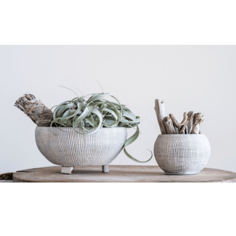 Planter Fluted Texture Distressed Terracotta Farmhouse Garden Pot Rustic
