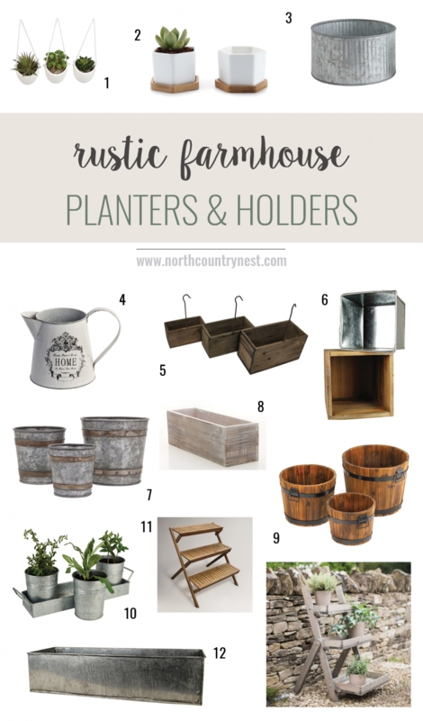Planter Galvanized Finish Repurposed Metal Bucket Farmhouse