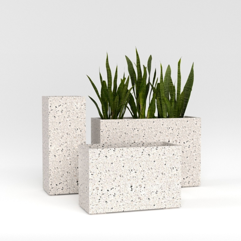 Planter Geometric Silhouette Pearlstone Finish Textured Stone Look