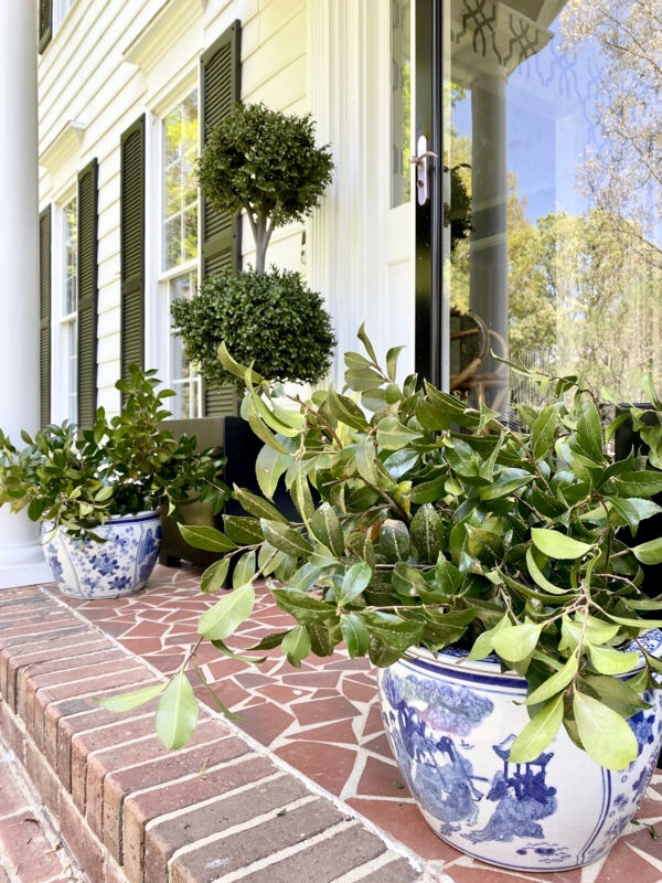 Planter Glazed Ceramic Chinoiserie Pattern with Tapered Shape