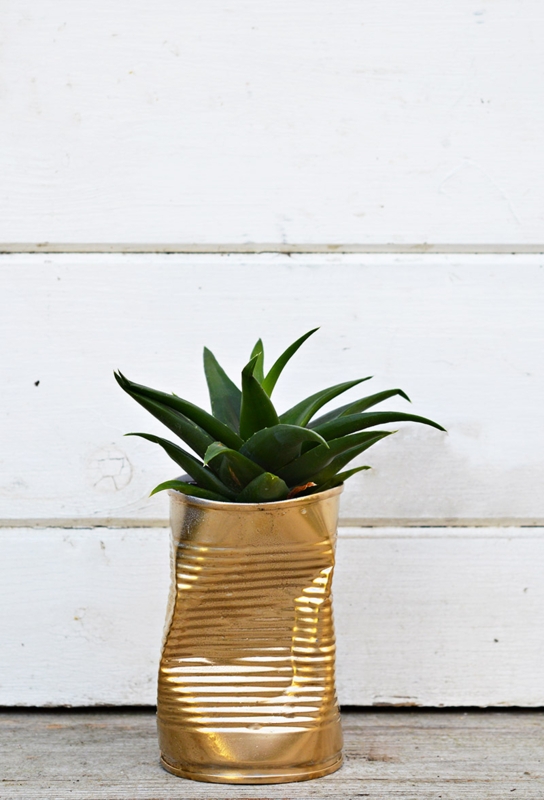 Planter Gold Crushed Metal Cylindrical Small Glam Industrial Shelf Decor