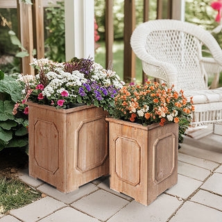 Planter Horizontal Slats Black Metal Banding Oversized Rustic Wood
