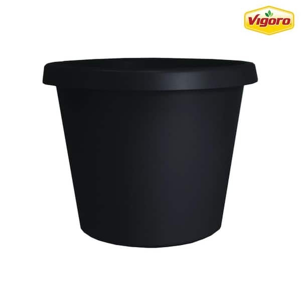 Planter in Matte Black Finish with Tapered Shape and Integrated Base