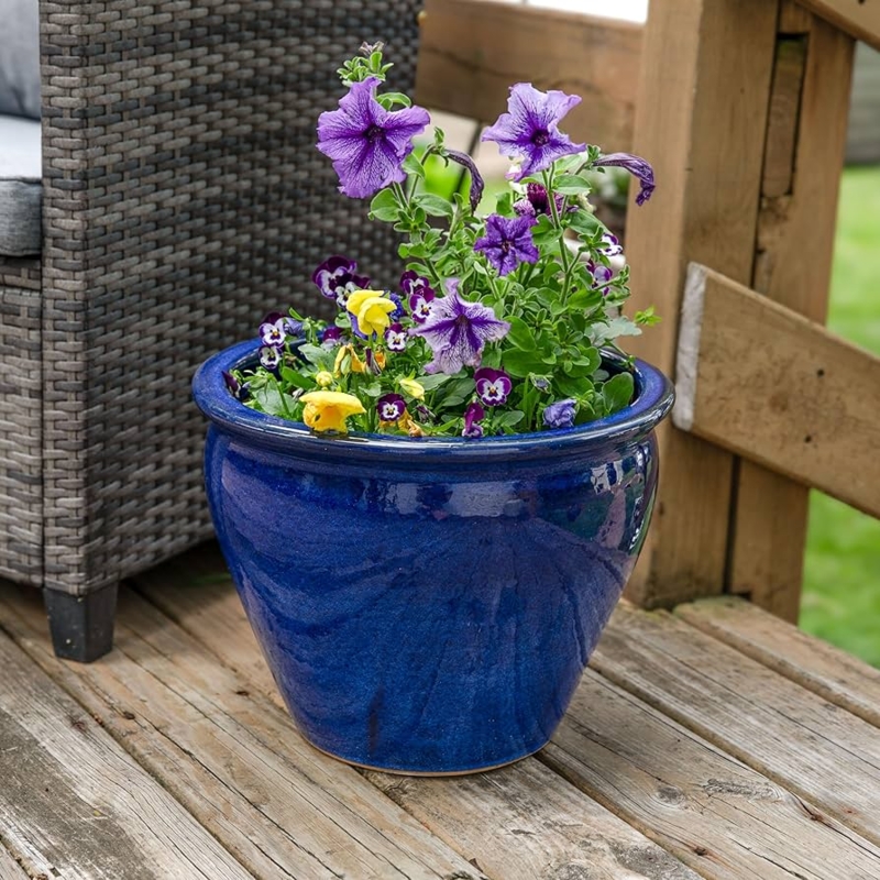 Planter Large Imperial Blue Ceramic Tapered Pot
