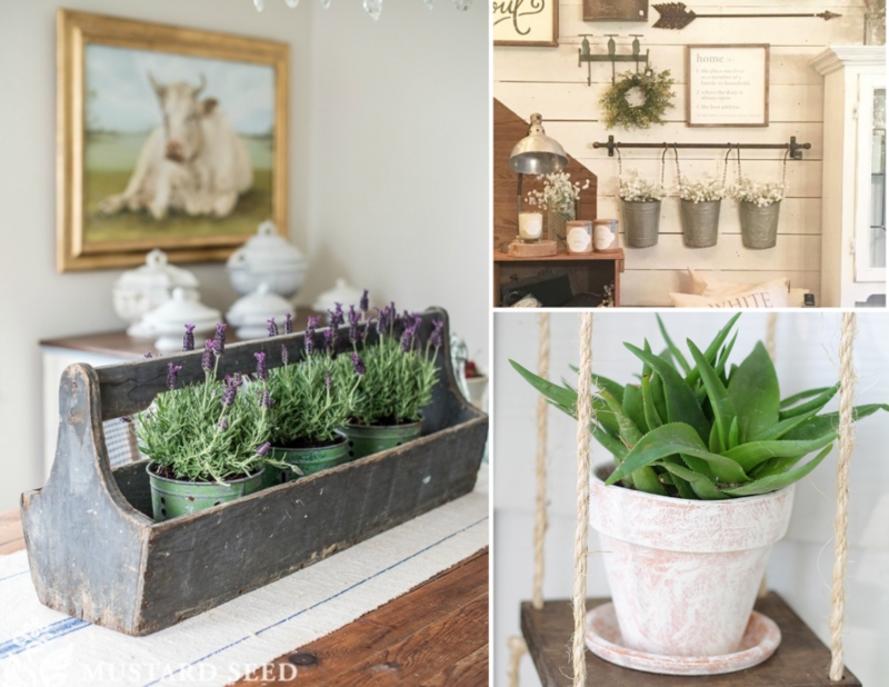 Planter Mixed Materials Woven Texture Collage Farmhouse
