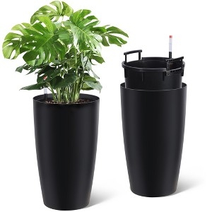 Planter Modern Cylindrical White Set with Water Level Indicator Feature