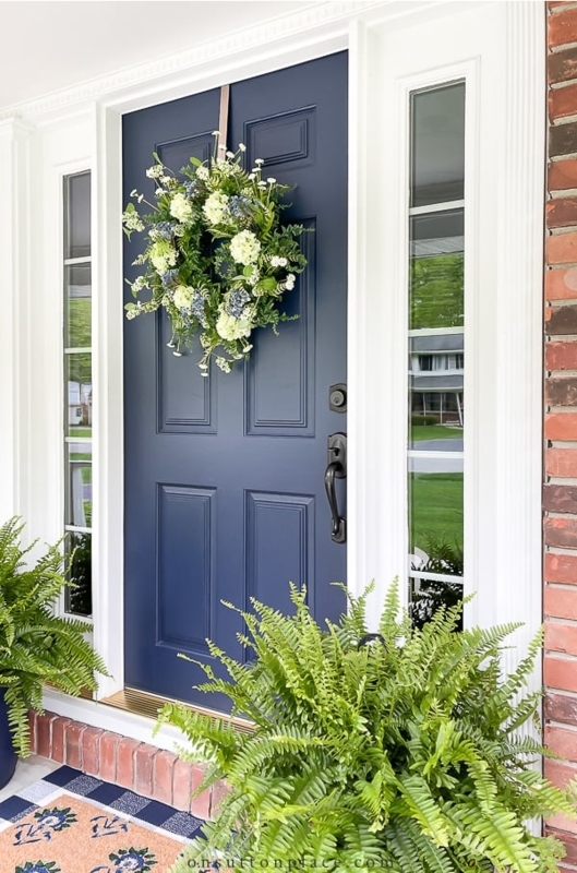 Planter Navy Blue Tapered Square Traditional Porch