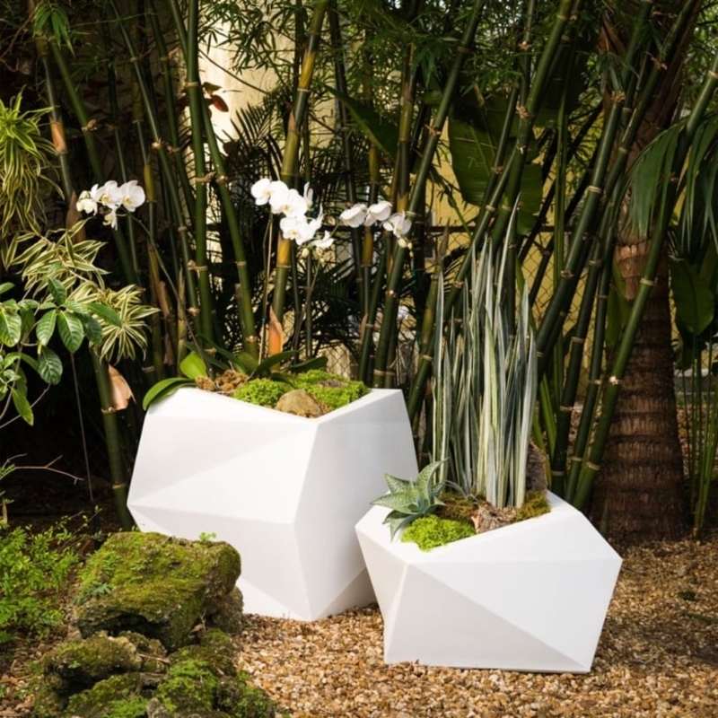 Planter Origami Faceted White Geometric Sculptural