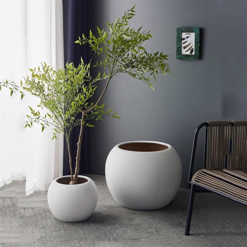 Planter Pot Extra Large Scale Spherical Ceramic Matte Finish Indoor