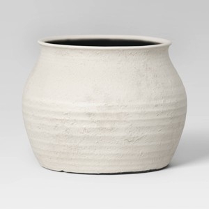 Planter Pot Speckled Texture Composite Stone Like Rounded Rim Indoor Outdoor