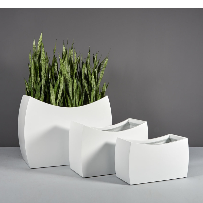 Planter Rectangular Black Elongated Low Profile Matte