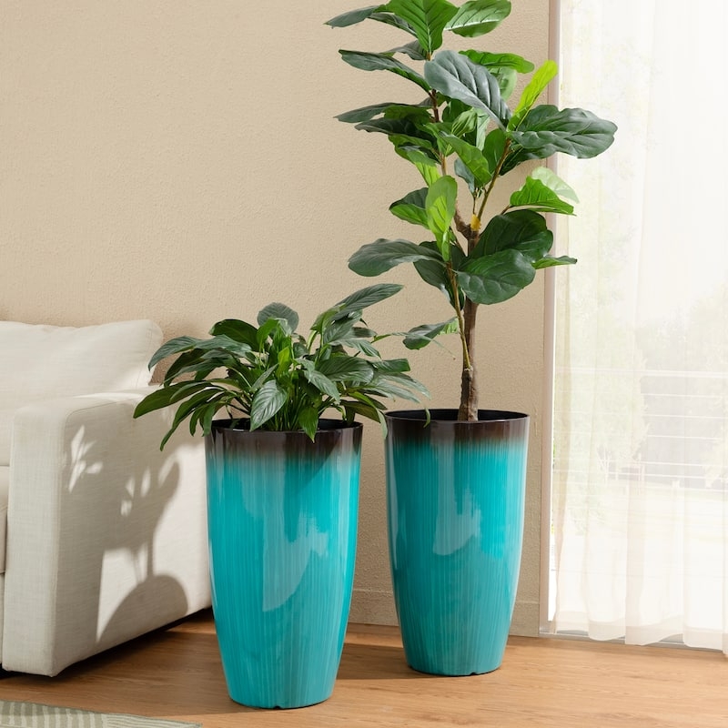 Planter Red Gradient Finish Glossy Ombre Pattern Modern Faux Ceramic