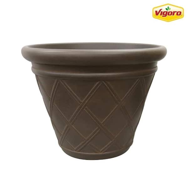 Planter Resin Material Large Scale Basket Weave Texture