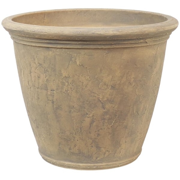 Planter Ribbed Texture Tapered Beige Oversized Traditional Garden Pot