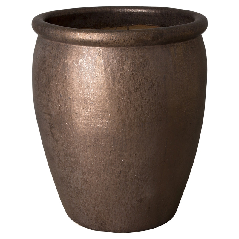 Planter Rolled Rim Metallic Bronze Oversized Metallic Garden Pot