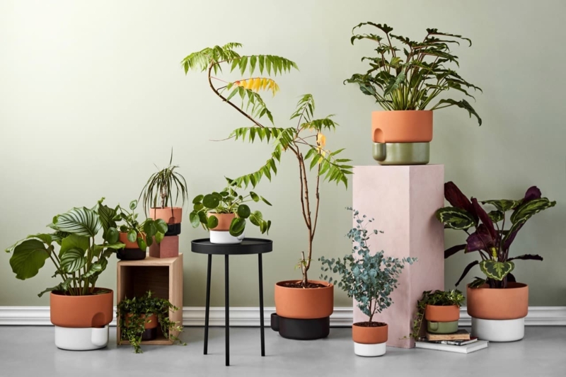 Planter Self-Watering Terracotta Two-Part Modular Design Matte