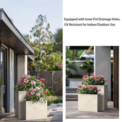 Planter Set Architectural Square Garden Planter Set Thick Walled Matte