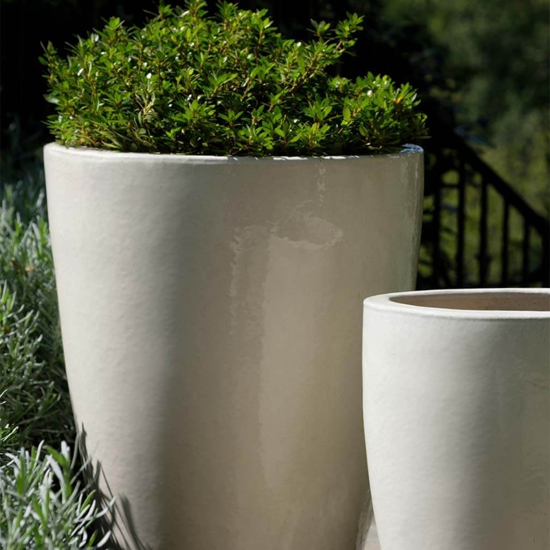 Planter Set Glossy Glazed Ceramic Modern Tiered Outdoor Pots Nesting