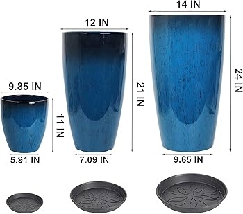 Planter Set Graduated Height Round Tapered Matte Finish