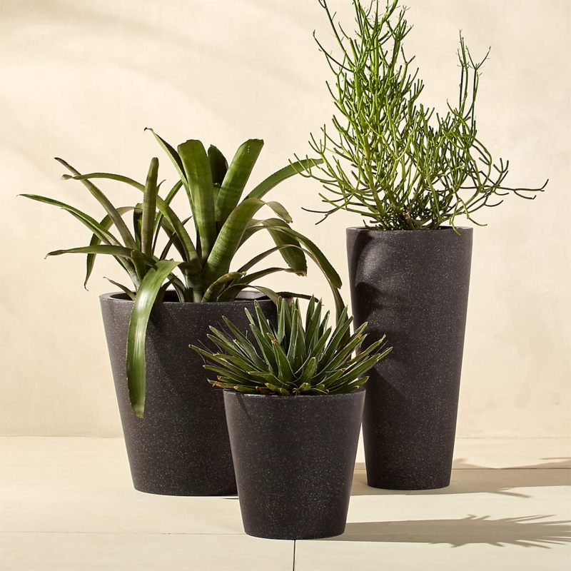 Planter Set Graduated Polyterrazzo, Sleek Stone Cylinders
