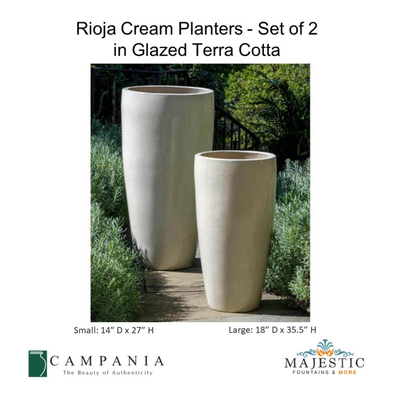 Planter Set Horizontal Ribbing Glazed Ceramic Rustic Garden Pots Tapered