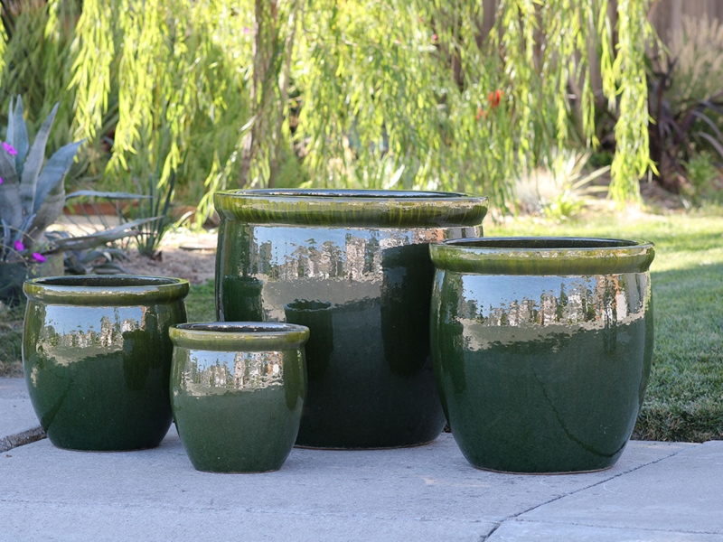 Planter Set: Minimalist Fern Green Pots with Rimless Design