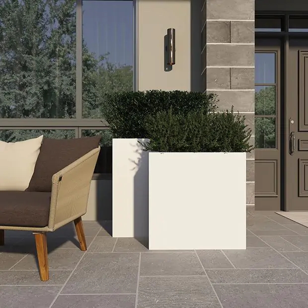 Planter Set Raised Cross Base Stand Crisp White Basin Minimalist