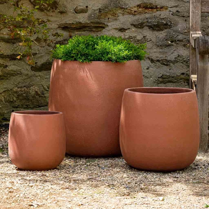Planter Set Terra Rosa Hue Nested Set Round Tapered Form