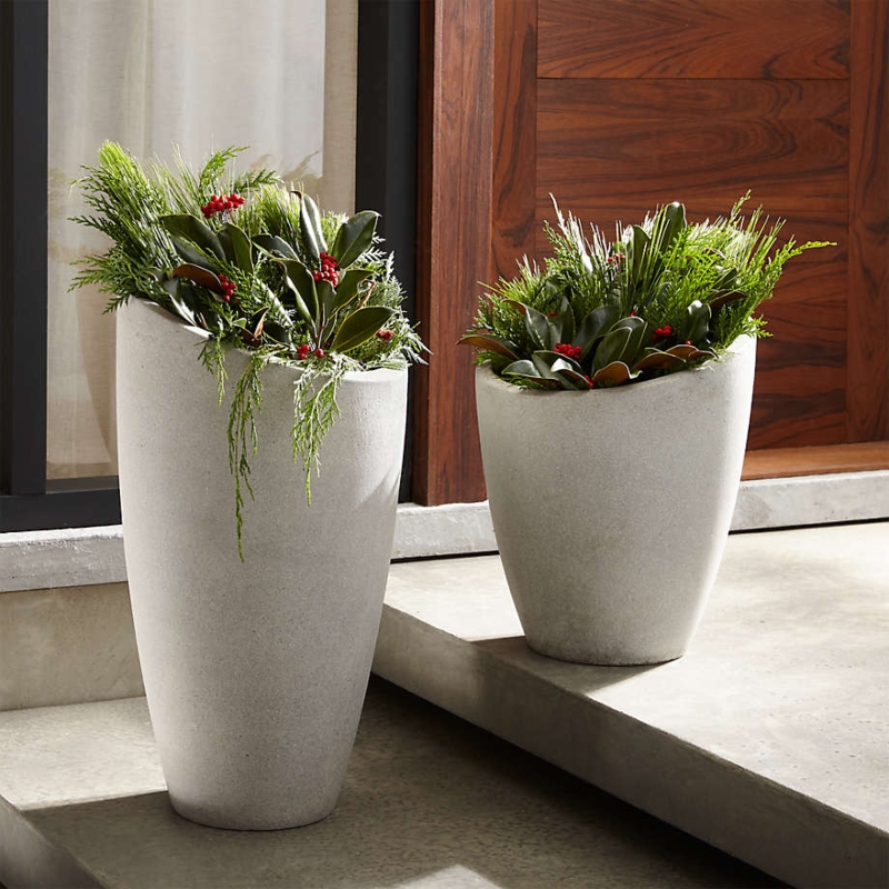 Planter Set with Slanted Top Rims and Modern Architectural Form