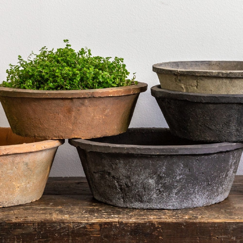 Planter Set with Tapered Square Shape and Distressed Patina Finish