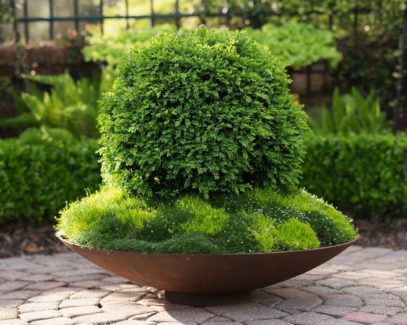 Planter Shallow Bowl Silhouette Weathered Grey Wide Mouth Rustic