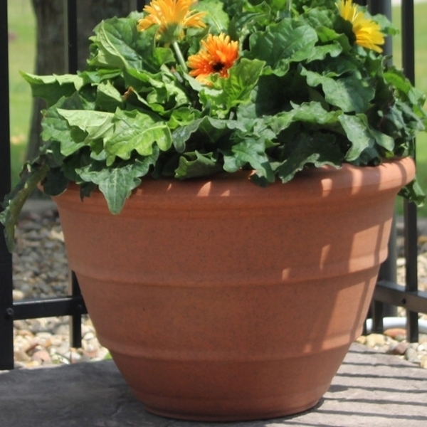 Planter Stone Look Lightweight Resin Tapered Modern Garden Pot