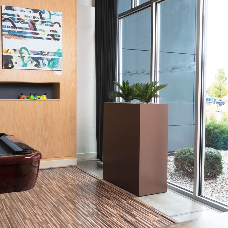 Planter Tall Rectangular Matte Black Narrow Vertical Profile Sleek