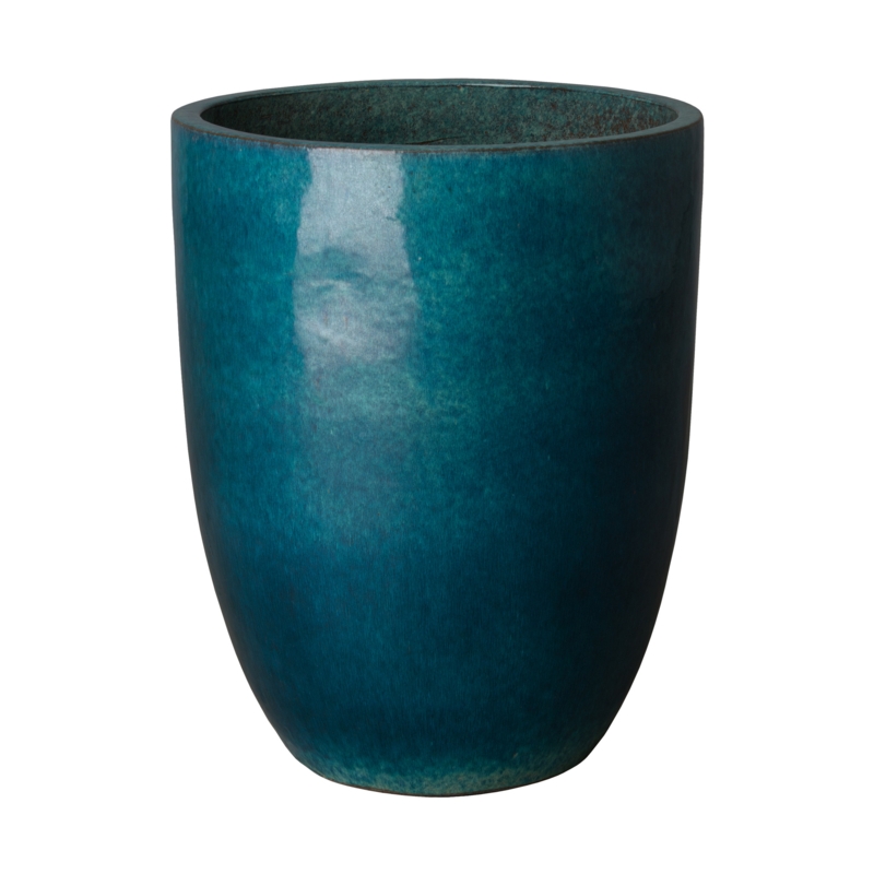 Planter Tall Silhouette Reactive Glaze Mottled Pattern Earthy Blue