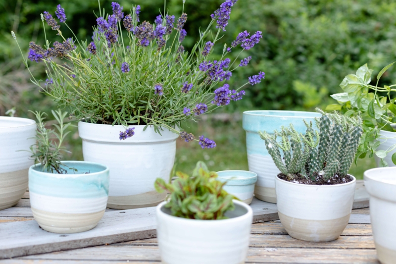 Planter Tall Silhouette Ribbed Texture Matte Off-White Clay