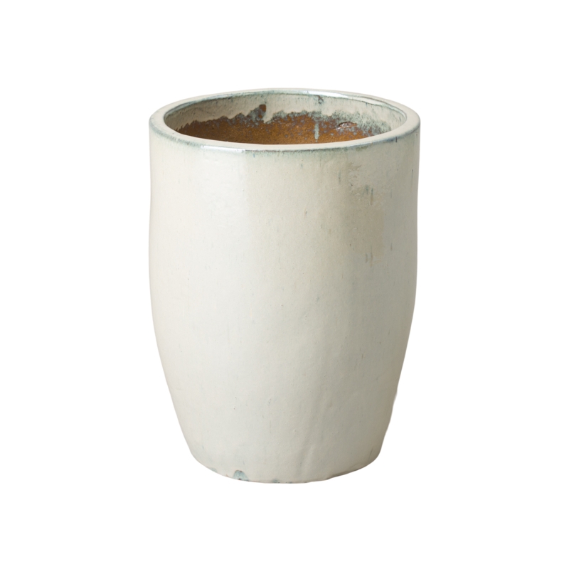 Planter Tall Tapered Cylindrical Form Vibrant Orange Glaze Glossy