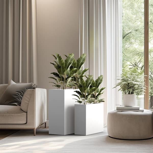 Planter Tall Tapered Silhouette Crisp White Matte Contemporary