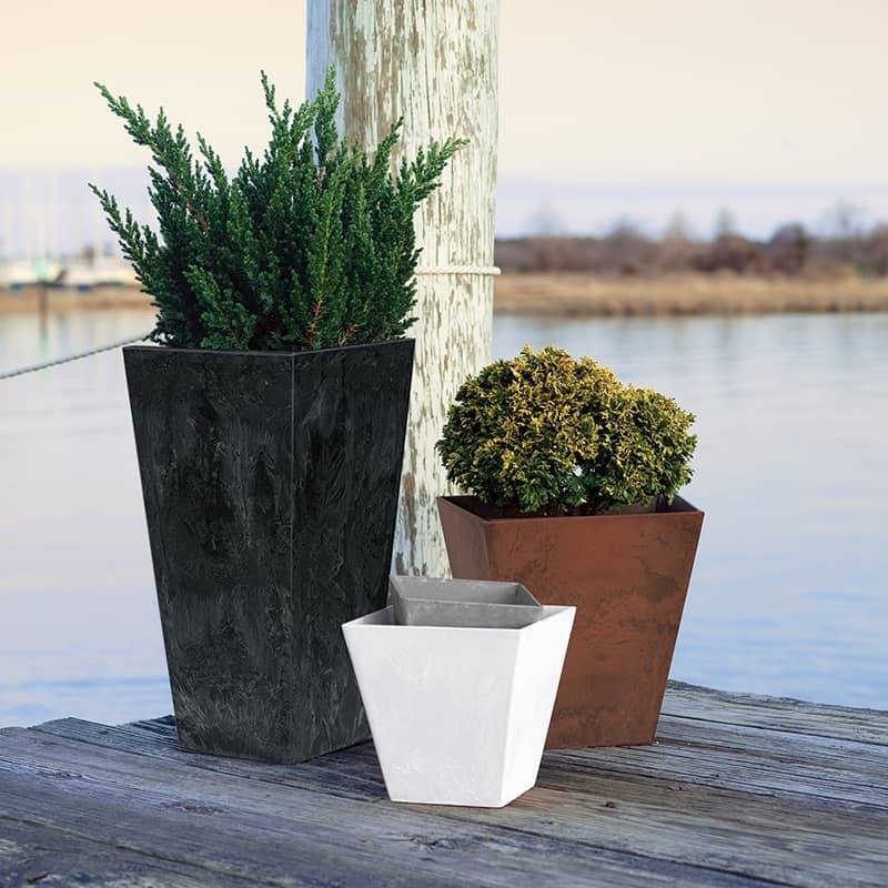 Planter, Tapered Silhouette, Charcoal Finish, Matte Modern Industrial