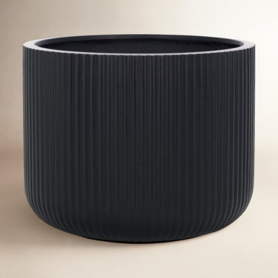 Planter Tapered Silhouette Charcoal Matte Finish Round Patio Container