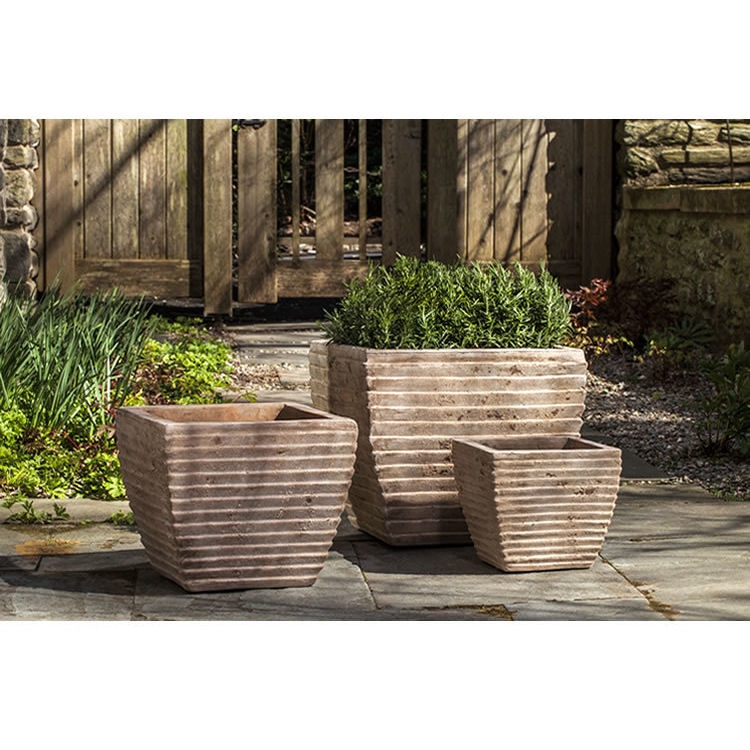 Planter Tapered Square Silhouette Natural Clay, Rustic Terra Cotta Pots