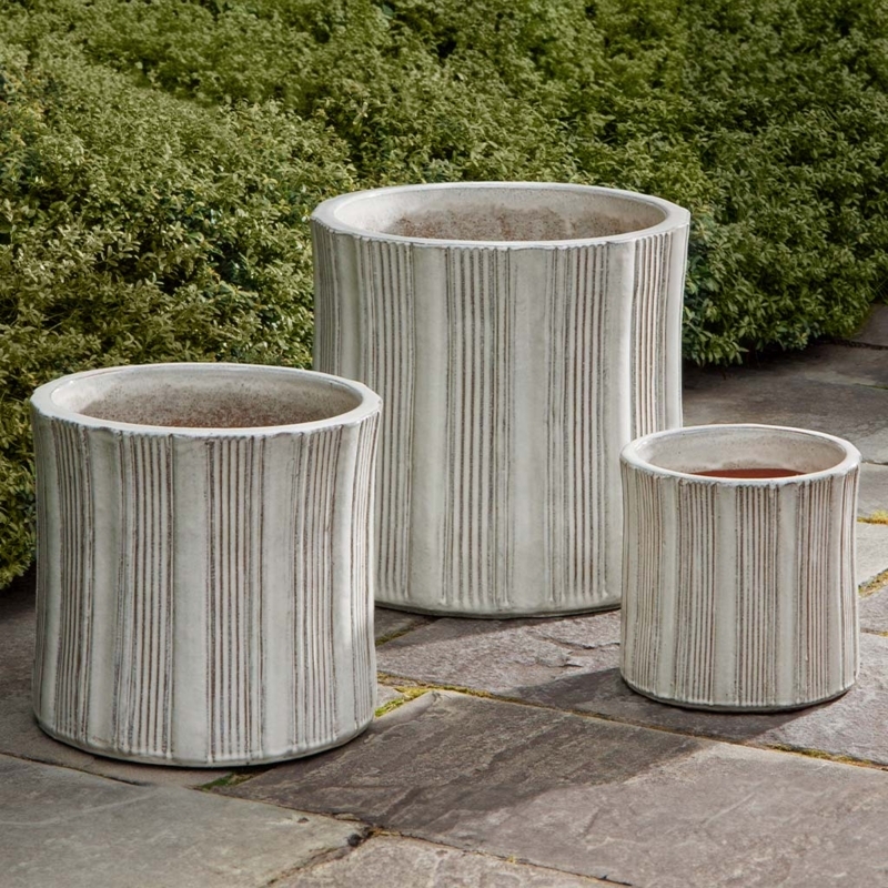 Planter Trio Brushed Texture Ceramic Modern Farmhouse Garden Decor Rustic